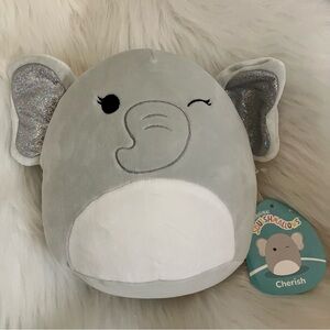 Squishmallows Elephant Plush Stuffed Animal - Cherish - Gray & White 8” NEW